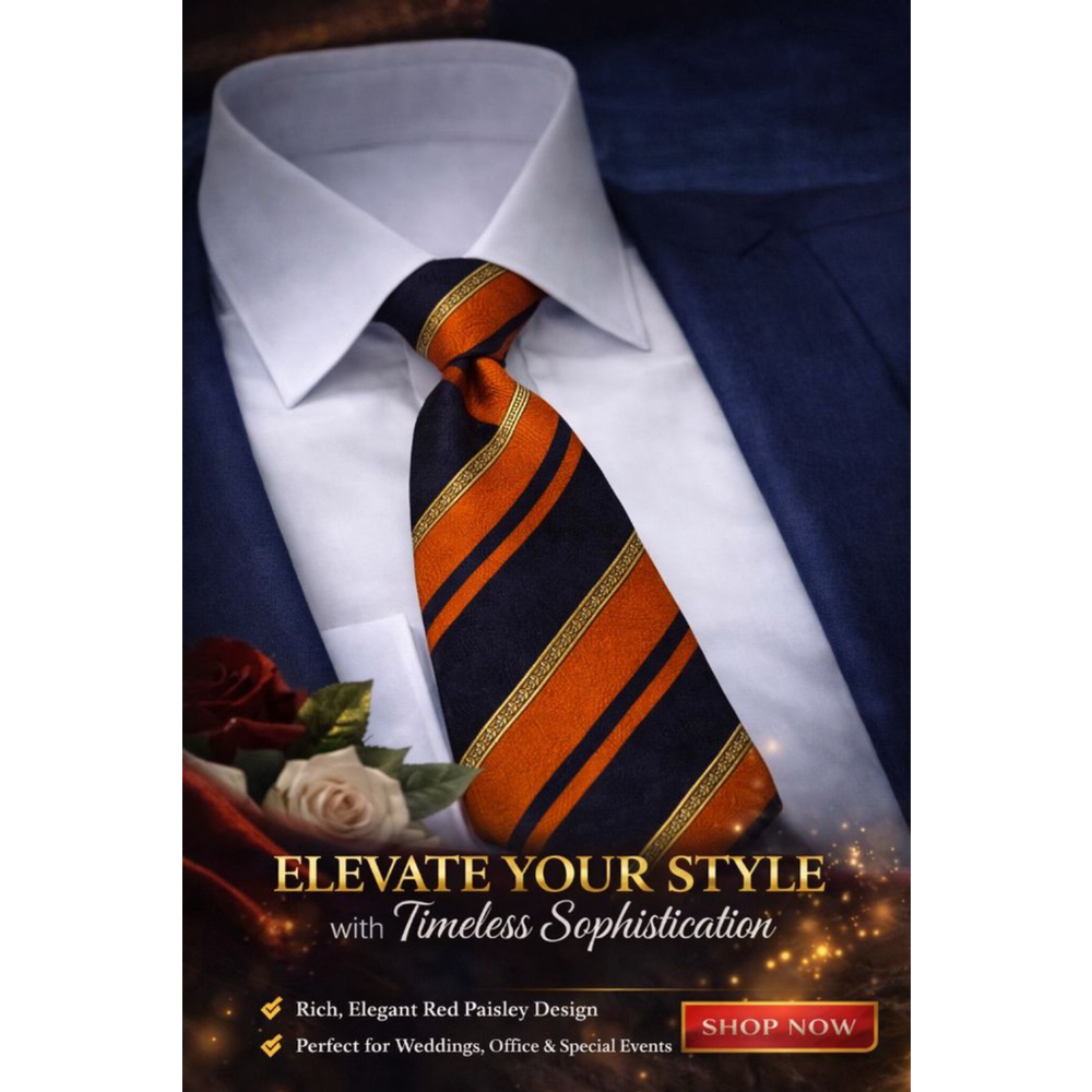 Zianetti Navy Orange Striped Men's Silk Tie One Size